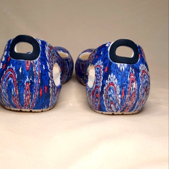 Crocs X Vera Bradley Kadee Paisley Slip On Coastal Marine Blue Ballet Flats 10 - Picture 7 of 7